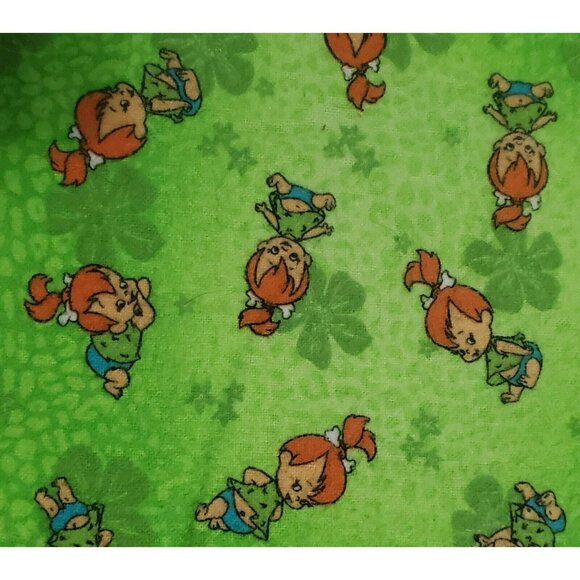 VTG Flintstones Pebbles Baby Blanket Flannel Receiving Wrap Crib Infant Green - Picture 4 of 7